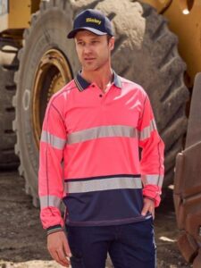 Bisley Polo Taped Hi Vis Recycled Polyester Long Sleeve